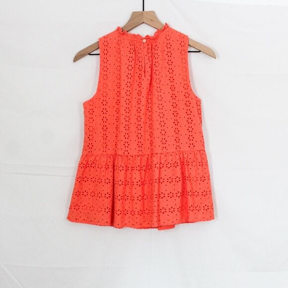 Loft Eyelet Peplum Halter Shell - Small, Coral - Picture 6 of 11